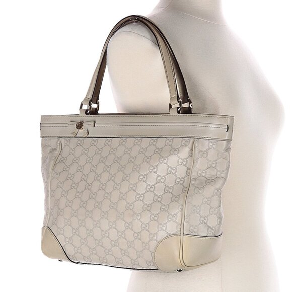 Gucci Cream Leather Medium Guccissima Monogram Shoulder Bag with Canvas Lining - Picture 1 of 12